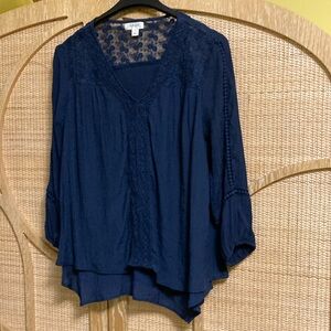 Style & Co 3/4 sleeve blouse, lined, flattering A line, size M